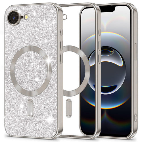 Husa pentru iPhone 16e, Techsuit Lux Glitter MagSafe, argintiu