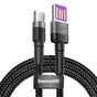 Cablu Baseus de date Cafule Series Metal (Catklf-PG1), USB to Type-C, Incarcare rapida, 40W, 5A, Nylon Braid, Velcro, 1m, negru