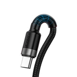 Cablu Baseus de date Cafule Series Metal (Catklf-PG1), USB to Type-C, Incarcare rapida, 40W, 5A, Nylon Braid, Velcro, 1m, negru