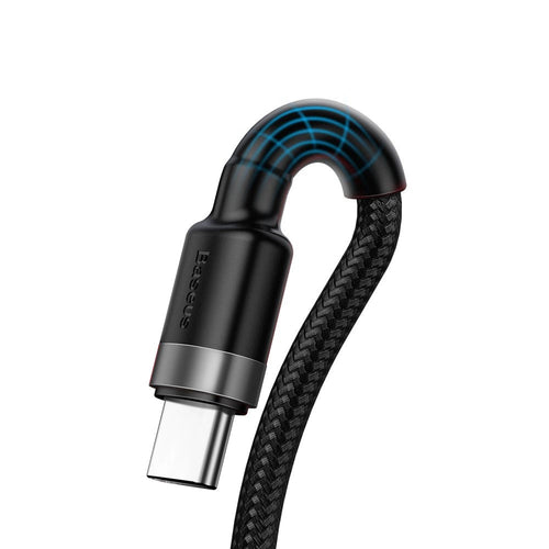 Cablu Baseus de date Cafule Series Metal (Catklf-PG1), USB to Type-C, Incarcare rapida, 40W, 5A, Nylon Braid, Velcro, 1m, negru