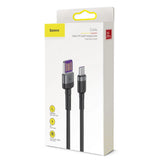 Cablu Baseus de date Cafule Series Metal (Catklf-PG1), USB to Type-C, Incarcare rapida, 40W, 5A, Nylon Braid, Velcro, 1m, negru