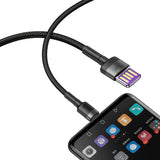 Cablu Baseus de date Cafule Series Metal (Catklf-PG1), USB to Type-C, Incarcare rapida, 40W, 5A, Nylon Braid, Velcro, 1m, negru