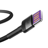 Cablu Baseus de date Cafule Series Metal (Catklf-PG1), USB to Type-C, Incarcare rapida, 40W, 5A, Nylon Braid, Velcro, 1m, negru