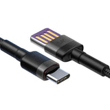 Cablu Baseus de date Cafule Series Metal (Catklf-PG1), USB to Type-C, Incarcare rapida, 40W, 5A, Nylon Braid, Velcro, 1m, negru