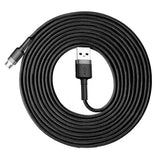 Cablu Baseus de date Cafule Series Metal (Camklf-BG1), USB to Micro-USB, 2.4A, Incarcare rapida, Nylon Braid, Velcro, 1m, negru