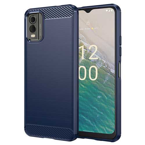 Husa pentru Nokia C32, Techsuit Carbon Silicone, albastru