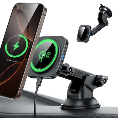 Suport auto ESR cu Wireless Charging Qi2 HaloLock, cu CryoBoost, MagSafe Compatible, 15W, pentru Bord, negru
