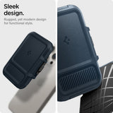 Portofel Spigen Suport card magnetic Lock Fit MagSafe (AFA08526), albastru