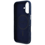 Husa pentru iPhone 16, Guess Denim Triangle Logo MagSafe (GUHMP16SRJFWTLB), albastru