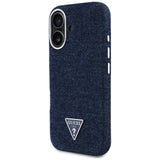 Husa pentru iPhone 16, Guess Denim Triangle Logo MagSafe (GUHMP16SRJFWTLB), albastru