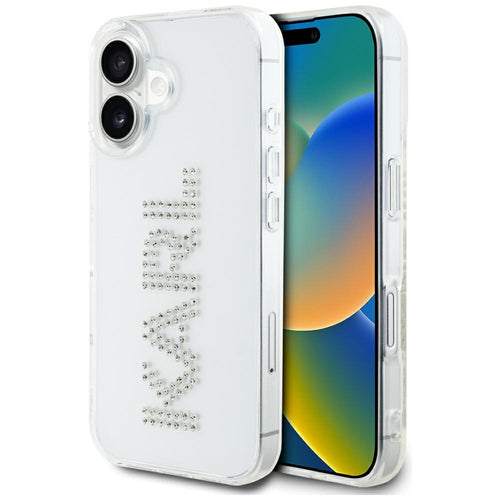 Husa pentru iPhone 16, Karl Lagerfeld IML Rhinestones (KLHCP16SHKLSTDCT), transparenta