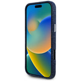 Husa pentru iPhone 16 Pro, Guess Denim Triangle Logo MagSafe (GUHMP16LRJFWTLB), albastru