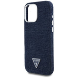 Husa pentru iPhone 16 Pro, Guess Denim Triangle Logo MagSafe (GUHMP16LRJFWTLB), albastru