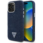 Husa pentru iPhone 16 Pro, Guess Denim Triangle Logo MagSafe (GUHMP16LRJFWTLB), albastru