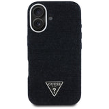 Husa pentru iPhone 16, Guess Denim Triangle Logo MagSafe (GUHMP16SRJFWTLK), negru