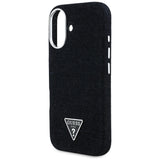 Husa pentru iPhone 16, Guess Denim Triangle Logo MagSafe (GUHMP16SRJFWTLK), negru