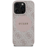 Husa pentru iPhone 16 Pro, Guess 4G Circle Classic Logo MagSafe (GUHMP16LP4PGRSGP), roz