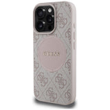 Husa pentru iPhone 16 Pro, Guess 4G Circle Classic Logo MagSafe (GUHMP16LP4PGRSGP), roz