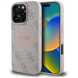 Husa pentru iPhone 16 Pro, Guess 4G Circle Classic Logo MagSafe (GUHMP16LP4PGRSGP), roz