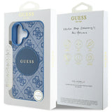 Husa pentru iPhone 16, Guess 4G Circle Classic Logo MagSafe (GUHMP16SP4PGRSGB), albastru
