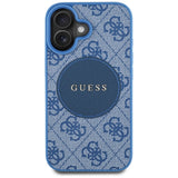 Husa pentru iPhone 16, Guess 4G Circle Classic Logo MagSafe (GUHMP16SP4PGRSGB), albastru