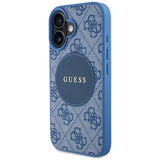 Husa pentru iPhone 16, Guess 4G Circle Classic Logo MagSafe (GUHMP16SP4PGRSGB), albastru