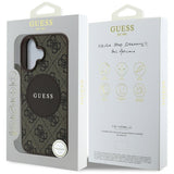 Husa pentru iPhone 16, Guess 4G Circle Classic Logo MagSafe (GUHMP16SP4PGRSGW), maro