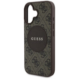 Husa pentru iPhone 16, Guess 4G Circle Classic Logo MagSafe (GUHMP16SP4PGRSGW), maro
