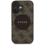 Husa pentru iPhone 16, Guess 4G Circle Classic Logo MagSafe (GUHMP16SP4PGRSGW), maro
