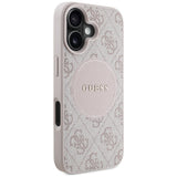Husa pentru iPhone 16, Guess 4G Circle Classic Logo MagSafe (GUHMP16SP4PGRSGP), roz