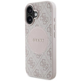 Husa pentru iPhone 16, Guess 4G Circle Classic Logo MagSafe (GUHMP16SP4PGRSGP), roz