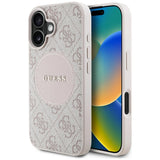 Husa pentru iPhone 16, Guess 4G Circle Classic Logo MagSafe (GUHMP16SP4PGRSGP), roz