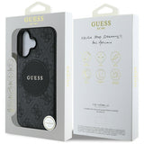 Husa pentru iPhone 16, Guess 4G Circle Classic Logo MagSafe (GUHMP16SP4PGRSGK), negru