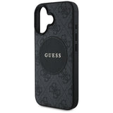Husa pentru iPhone 16, Guess 4G Circle Classic Logo MagSafe (GUHMP16SP4PGRSGK), negru
