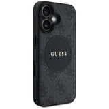 Husa pentru iPhone 16, Guess 4G Circle Classic Logo MagSafe (GUHMP16SP4PGRSGK), negru