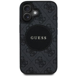 Husa pentru iPhone 16, Guess 4G Circle Classic Logo MagSafe (GUHMP16SP4PGRSGK), negru