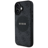 Husa pentru iPhone 16, Guess 4G Circle Classic Logo MagSafe (GUHMP16SP4PGRSGK), negru