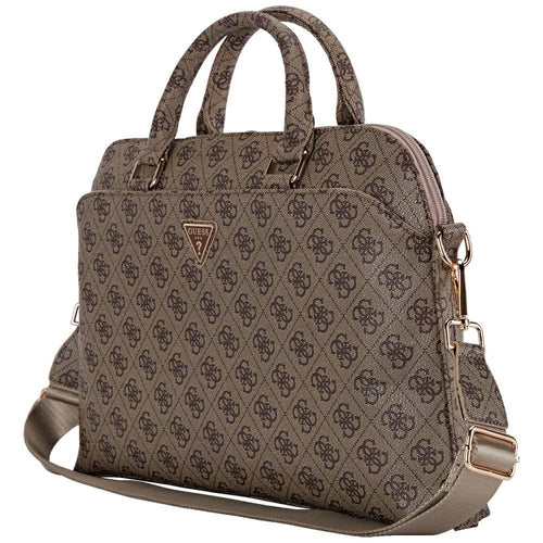 Geanta laptop Guess 4G Logo triunghi (GUCB15P4DPTW), 15, Eco-Piele, Zipper Pocket, Detasabil Strap, Reglabil, maro