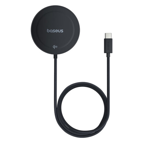 Incarcator wireless Baseus Magnetic Simple Mini4 (P10273300121-02), Universal, cu Stand, USB-C, Qi2, 15W, 1m, negru