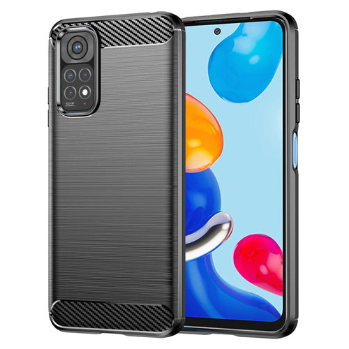 Husa pentru Xiaomi Redmi Note 11, Techsuit Carbon Silicone, negru