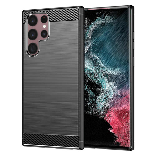 Husa pentru Samsung Galaxy S22 Ultra 5G, Techsuit Carbon Silicone, negru