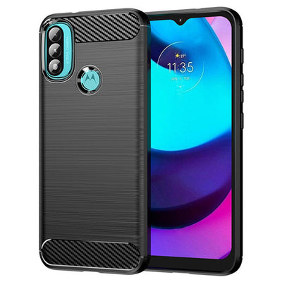 Husa pentru Motorola Moto E20, Techsuit Carbon Silicone, negru