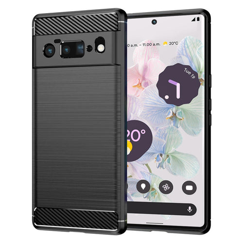 Husa pentru Google Pixel 6 Pro, Techsuit Carbon Silicone, negru