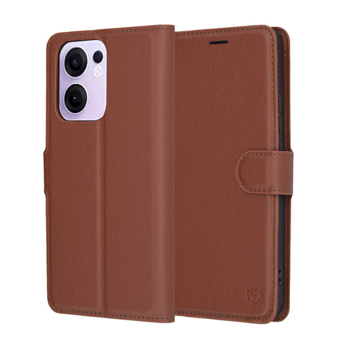 Husa pentru OPPO Reno13 F 4G, Techsuit Leather Folio, maro