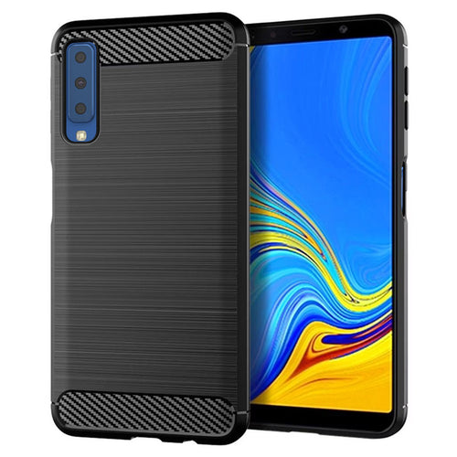 Husa pentru Samsung Galaxy A7 2018, Techsuit Carbon Silicone, negru