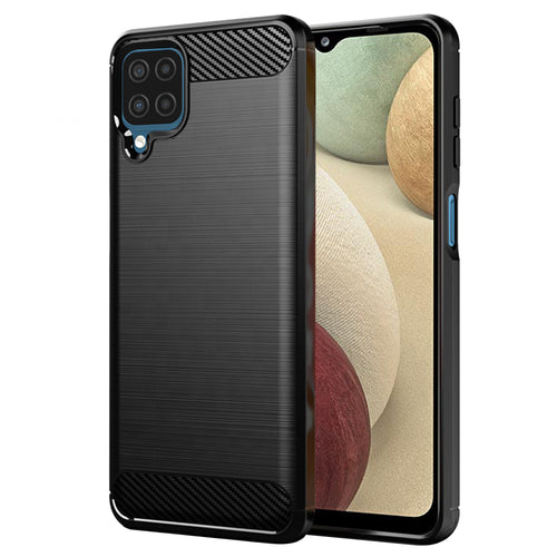 Husa pentru Samsung Galaxy A12, Techsuit Carbon Silicone, negru