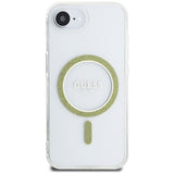 Husa pentru iPhone 16e, Guess IML Glitter Circle MagSafe (GUHMPSE4HFGERET), transparenta