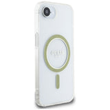 Husa pentru iPhone 16e, Guess IML Glitter Circle MagSafe (GUHMPSE4HFGERET), transparenta