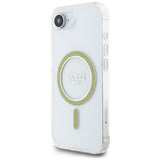 Husa pentru iPhone 16e, Guess IML Glitter Circle MagSafe (GUHMPSE4HFGERET), transparenta