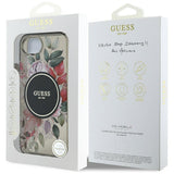 Husa pentru iPhone 16e, Guess IML Flowers MagSafe (GUHMPSE4HFWBRCEK), negru